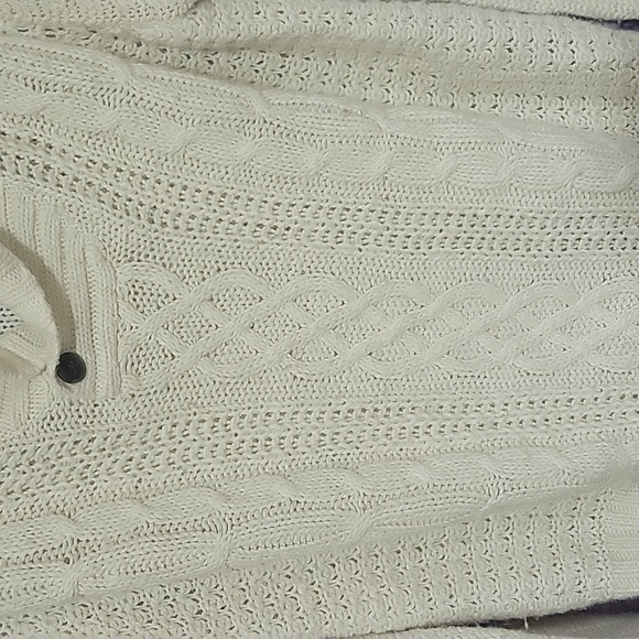 JF J.Ferra Men's White Cable Knit Cowl Sweater Size Small Women's Size Medium - Picture 7 of 7